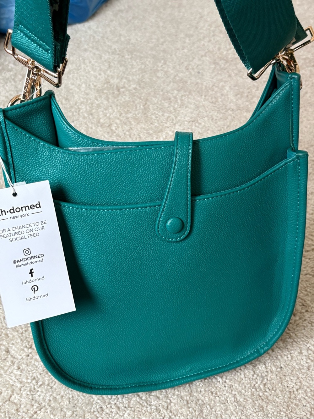 Teal Crossbody Bag with Front Pocket